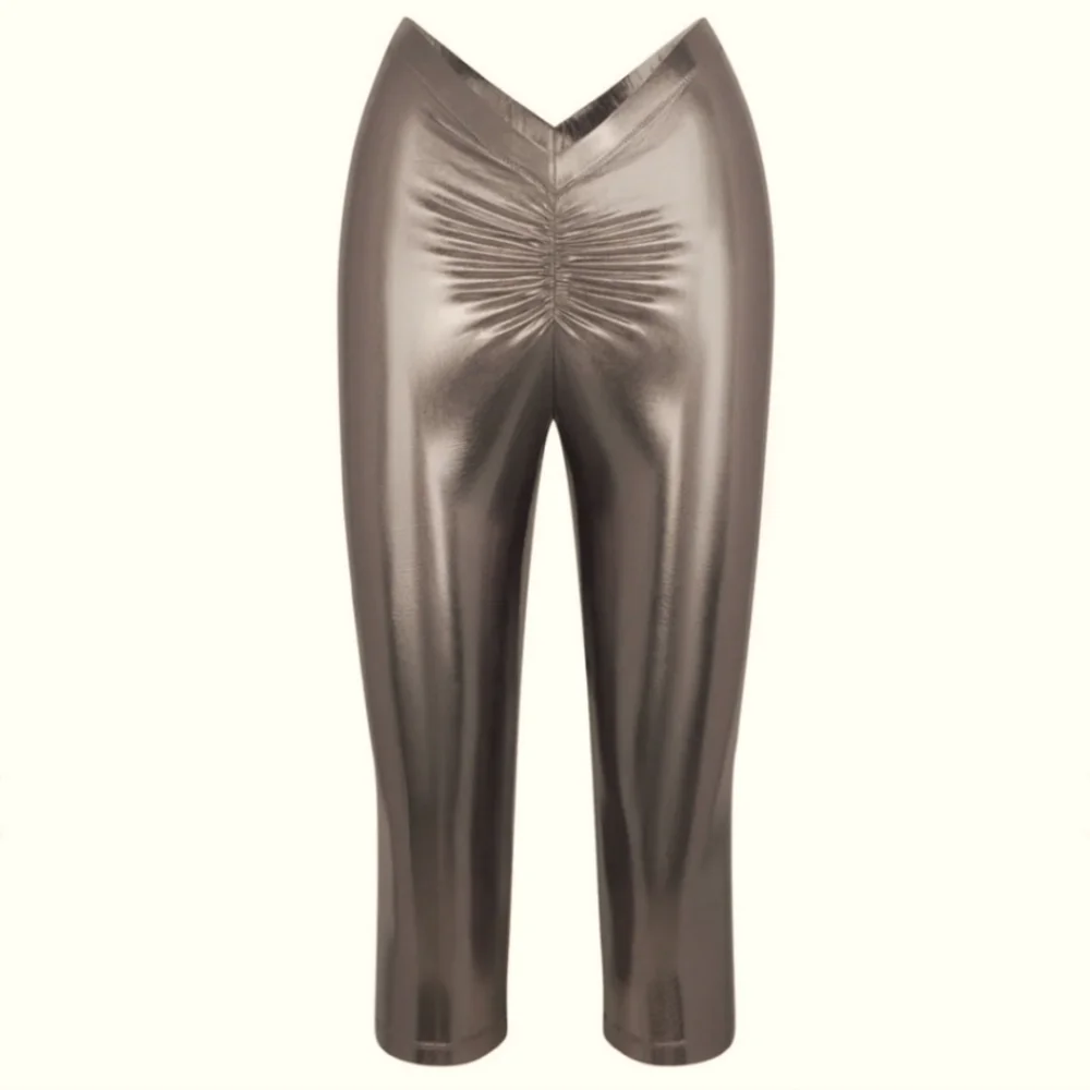 NWT SKIMS SWIM METALLIC V-WAIST PANT CARBON PLUS 3X